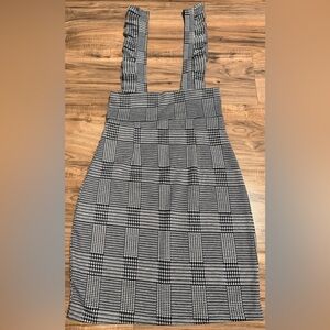 Elegant Black and White Plaid Mini Dress